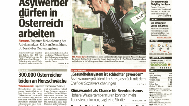 Schlagzeile vom 18.05.2015Nur 200 Asylwerber dürfen in Österreich arbeitenKurier