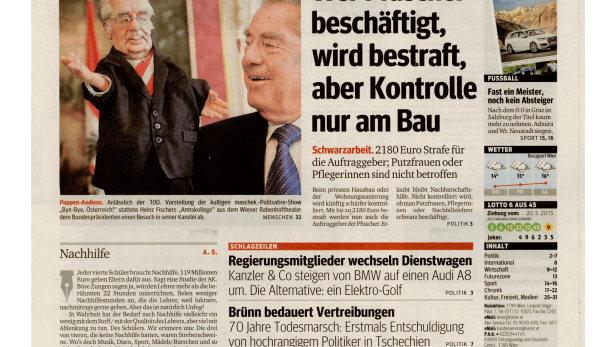 Schlagzeile vom 21.05.2015Wer Pfuscher beschäftigt, wird bestraft, aber Kontrolle nur am BauKurier
