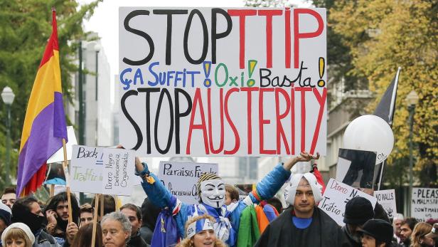 Anti TTIP Proteste in der belgischen Hauptstadt Brüssel.