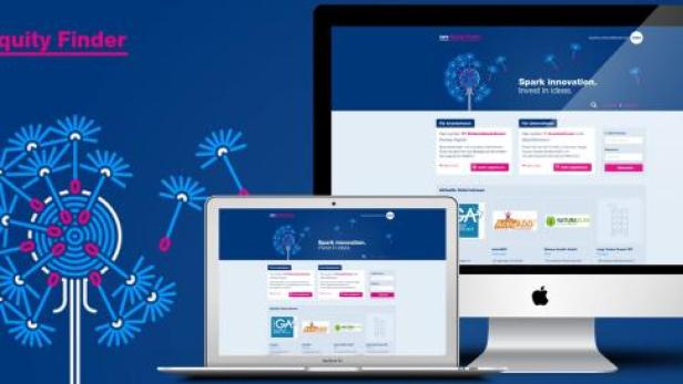 Ein Desktop-Computer, ein Laptop und ein Smartphone zeigen die Website AWS Equity Finder.