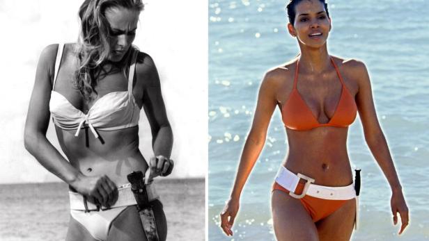 Bikini in &quot;James Bond&quot;-Filmen: Ursula Andress 1962 und Halle Berry 40 Jahre später.