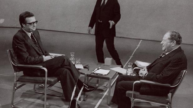 Bruno Kreisky und Josef Taus bei einer TV-Konfrontation 1975.