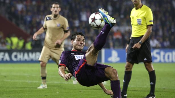 APA14334178 - 27082013 - WIEN - ÖSTERREICH: Philipp Hosiner (Austria) am Dienstag, 27. August 2013, während des UEFA Champions League play off Rückspieles zwischen FK Austria Wien und GNK Dinamo Zagreb in Wien. APA-FOTO: GEORG HOCHMUTH