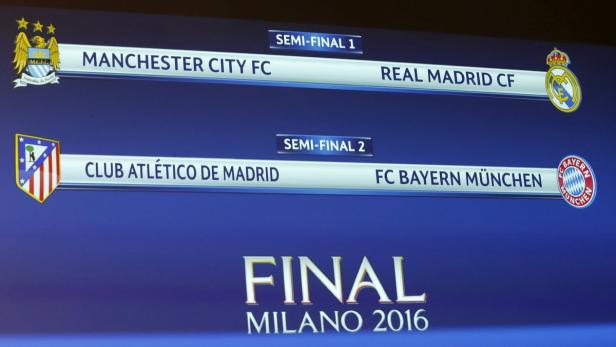 Das Halbfinale der Champions League 2016 mit Manchester City gegen Real Madrid und Atlético Madrid gegen Bayern München.