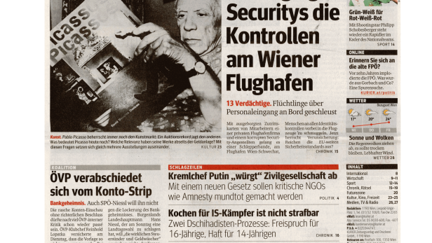 Schlagzeile vom 27.05.2015So umgingen Securitys die Kontrollen am Wiener FlughafenKurier