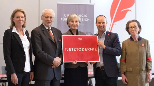 Griss mit Unterstützern- (v.l.) Piech, Busek, Strolz u. Adamovich-Wagner.