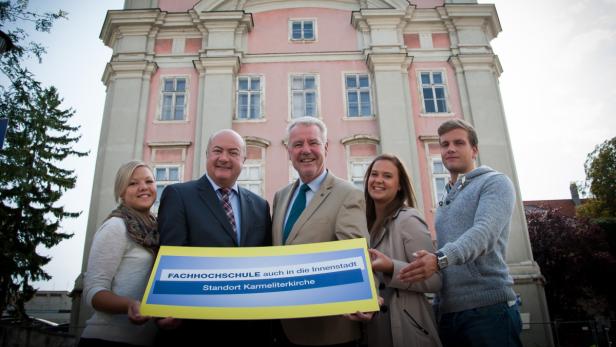 VP-Klubobmann Klaus Schneeberger und Neustadts Vizebürgermeister Christian Stocker wollen einen FH-Standort in der Karmeliterkirche