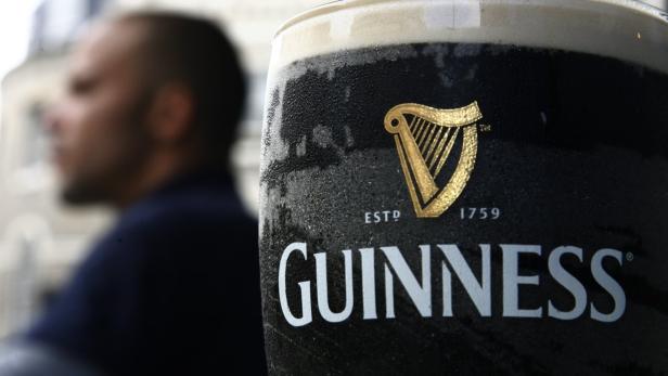 Pint of Guinness beer is seen outside a pub in Lon