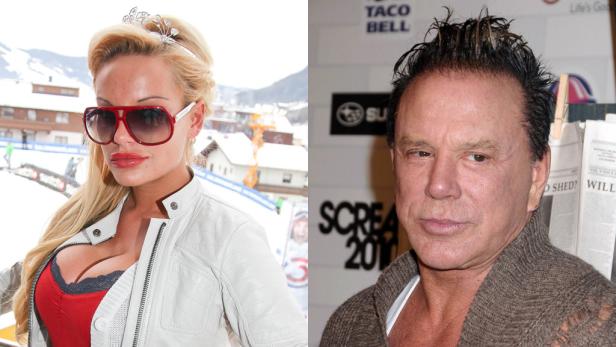 Ein zusammengesetztes Bild von Amanda Lepore und Mickey Rourke.
