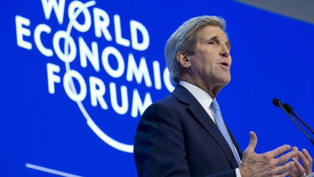 John Kerry bei seiner Rede im Schweizer Davos