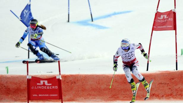 Zwei Skirennläuferinnen während eines Slalomrennens in Vail-Beaver Creek.