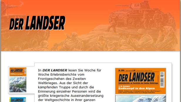Illustration des Magazins „Der Landser“ mit Soldaten und einem Panzer im Hintergrund.