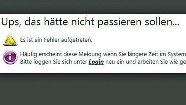 Eine Fehlermeldung auf einem Computerbildschirm mit dem Text „Ups, das hätte nicht passieren sollen…“.