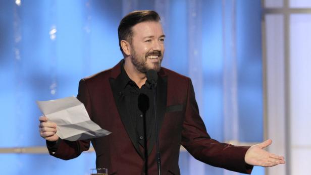 Ricky Gervais bei der Golden Globe-Gala: &quot;Keine vulgären Ausdrücke, keine Nacktheit, keine Verleumdungen.&quot; Wer&#039;s glaubt ...