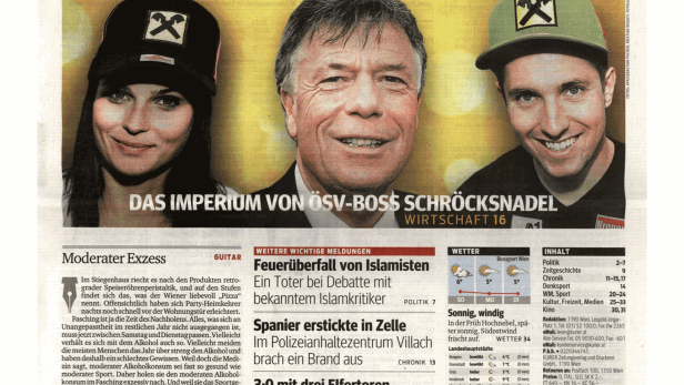 Titelseite des Kurier vom 15. Februar 2015 mit Nachrichten und Artikeln.