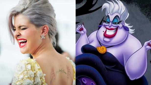 Ein Vergleich von Kelly Osbourne und der Zeichentrickfigur Ursula aus „Arielle, die Meerjungfrau“.