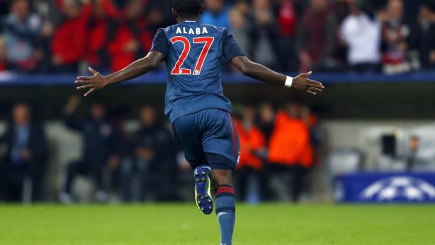 Munich's David Alaba celebrates against CSKA Mosco
