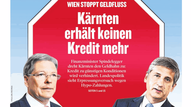 Titelseite der Kleinen Zeitung vom 7. Juni 2014 mit den Politikern Peter Kaiser und Michael Spindelegger.