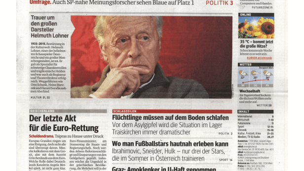Schlagzeile vom 24.06.2015FPÖ-Hoch Angst vor Abstieg hat den Mittelstand erfasstKurier