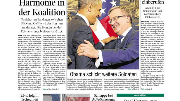 Titelseite der Tiroler Tageszeitung vom 4. Juni 2014.