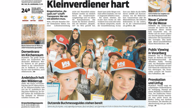 Schlagzeile vom 19.06.2014Umsatzsteuer trifft Kleinverdiener hartVorarlberger Nachrichten