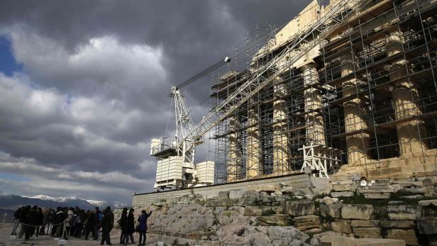 Baustelle Athen: Die Akropolis ist eingerüstet