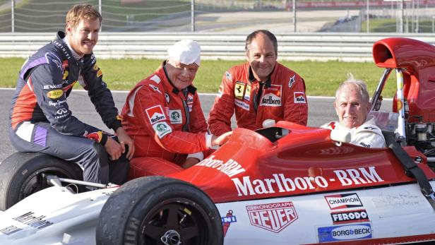 Familientreffen: Formel-1-Fahrer Vettel, Lauda, Berger und Marko (von links).