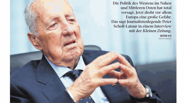 Titelseite der Kleinen Zeitung vom 22. Juni 2014 mit einem Porträt von Peter Scholl-Latour.