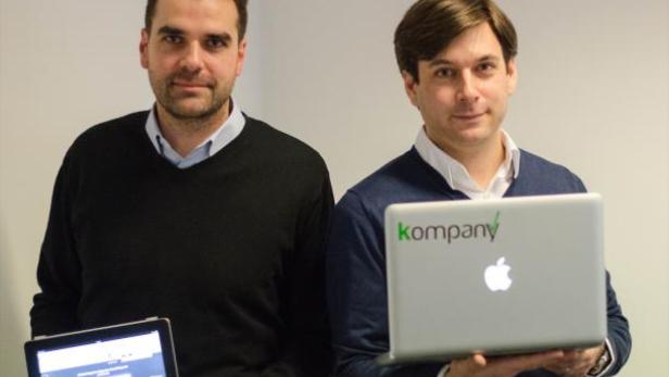Bernhard Hötzl und Russell Perry, zwei Gründer aus dem Kompany.at-Team, die das Angebot der Informationsplattform um Bonitätsauskünfte von KSV1870 zu österreichischen Unternehmen ausbauten. (c: kompany)
