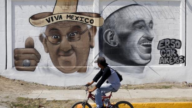 Papst-Graffiti in Mexiko City.