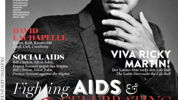 Das Cover des Life Ball Magazins mit Ricky Martin im Mai 2014.