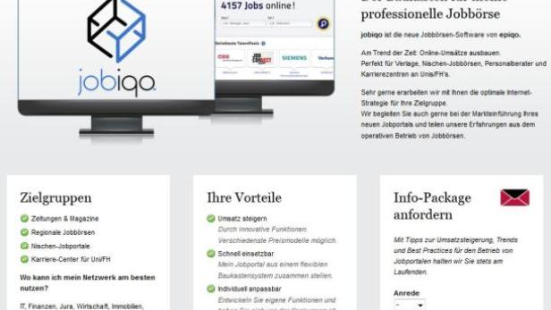 Die Website jobiqo auf zwei Computermonitoren dargestellt.