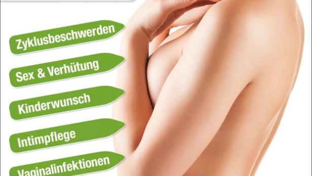 Eine Frau berührt ihre Schulter; Titelthema ist Frauengesundheit.