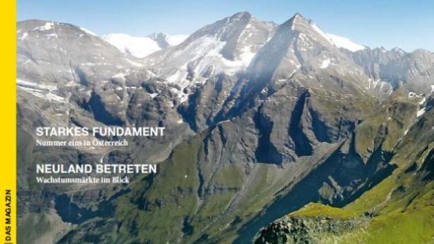 Das Cover des Geschäftsberichts 2013 der Österreichischen Post AG zeigt eine Berglandschaft mit Serpentinenstraße.