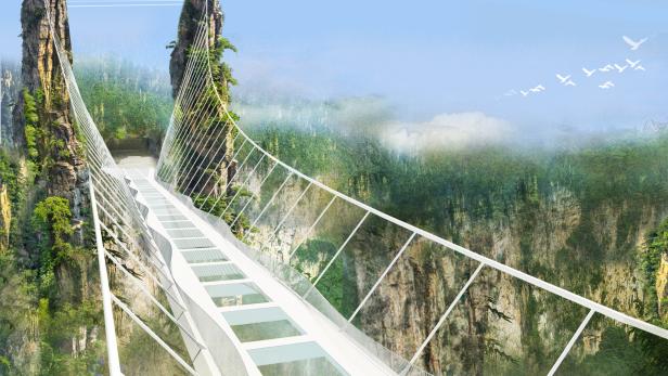 China eröffnet im Sommer die längste Glasbrücke der Welt