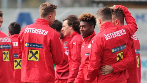Die österreichische Nationalmanschaft beim Training.