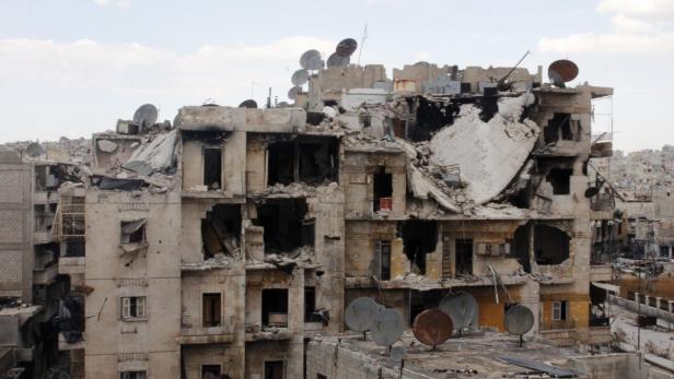 Zerschossenes Wohnhaus in Aleppo