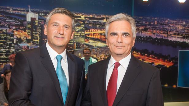 Vizekanzler Michael Spindelegger und Kanzler Werner Faymann rittern um Stimmen.