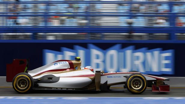 HRT Formula One driver Karthikeyan drives in the p
