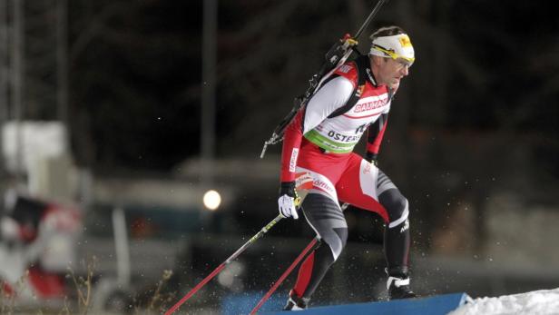 Christoph Sumann of Austria competes during the World Cup biathlon men 20 km individual event in Ostersund November 30, 2011. REUTERS/Ints Kalnins (SWEDEN - Tags: SPORT BIATHLON)