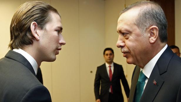 Außenminister Sebastian Kurz (l.) traf am 20. Juni 2014 auf den türkischen Ministerpräsidenten Recep Tayyip Erdogan in Wien.