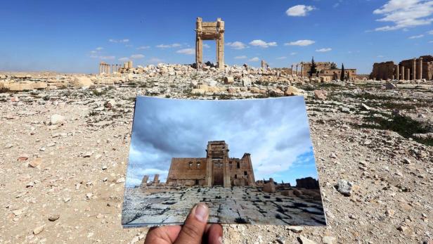 Vorher – nachher: Der IS zerstörte 2015 den Baal-Tempel in Palmyra