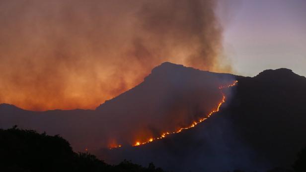 Hunderte Feuerwehrleute kämpfen in Kapstadt gegen etliche schwere Brände. Von starkem Wind angefacht breiteten sich die Flammen über Nacht auf bewaldete Hügel am Rande der Metropole aus.
