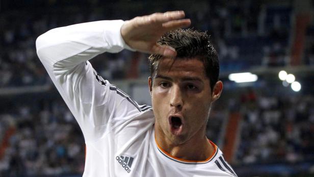 Tor-Tanz von Cristiano Ronaldo. Der Superstar erzielte bei Real Madrids 4:0-Sieg über Kopenhagen die ersten beiden Tore.