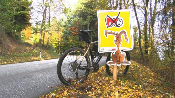 Schnappschuss beim Radfahren nahe Linz im Herbst: Hier wurde ein Zeichen gesetzt.