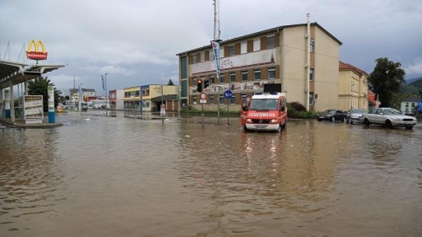 Das Stadtzentrum von Knittelfeld war überflutet.