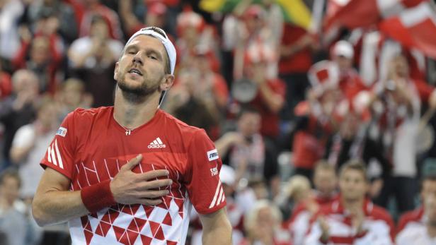 dapdAustrias Juergen Melzer reacts after the world group first round Davis Cup tennis match against Russias Igor Kunitsyn on Friday, Feb.10, 2012. (Foto:Hans Punz/AP/dapd)