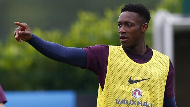 England's Danny Welbeck gestures during a training