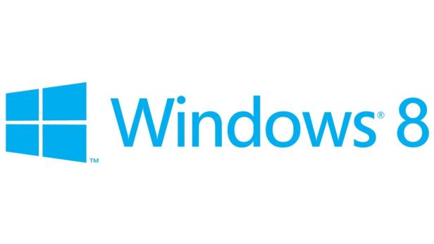 Das Logo von Windows 8 in hellblau auf weißem Hintergrund.