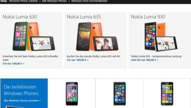 Microsoft verkauft Lumia-Telefone online